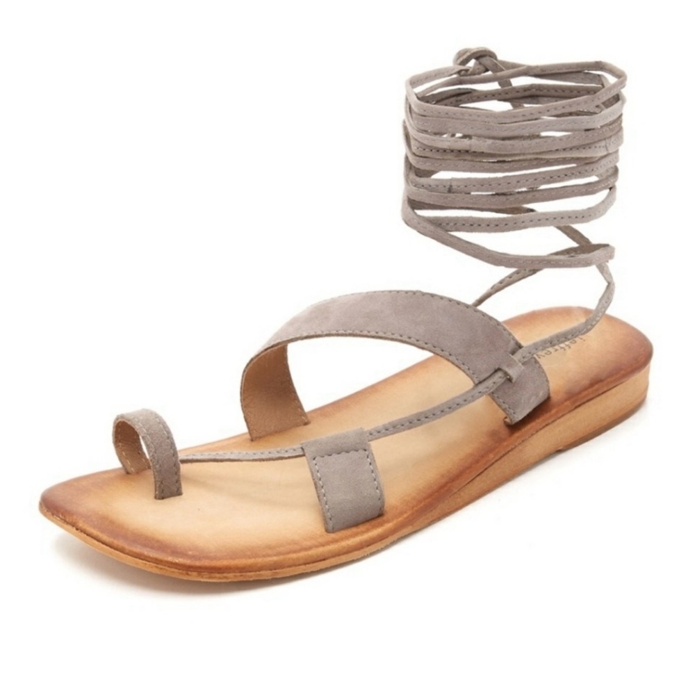 Jeffrey Campbell Vista Gladiator Suede Wrap Sandal Tan - Picture 5 of 9